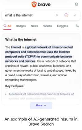 AI-generated results in Brave Search