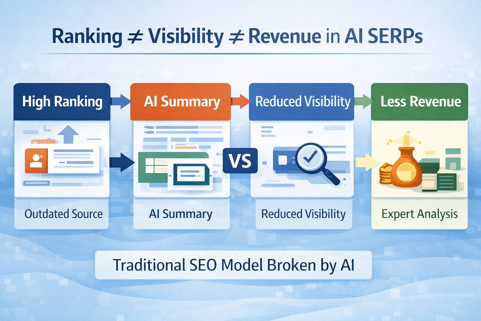 how high rankings no longer guarantee visibility or revenue in AI SERPs